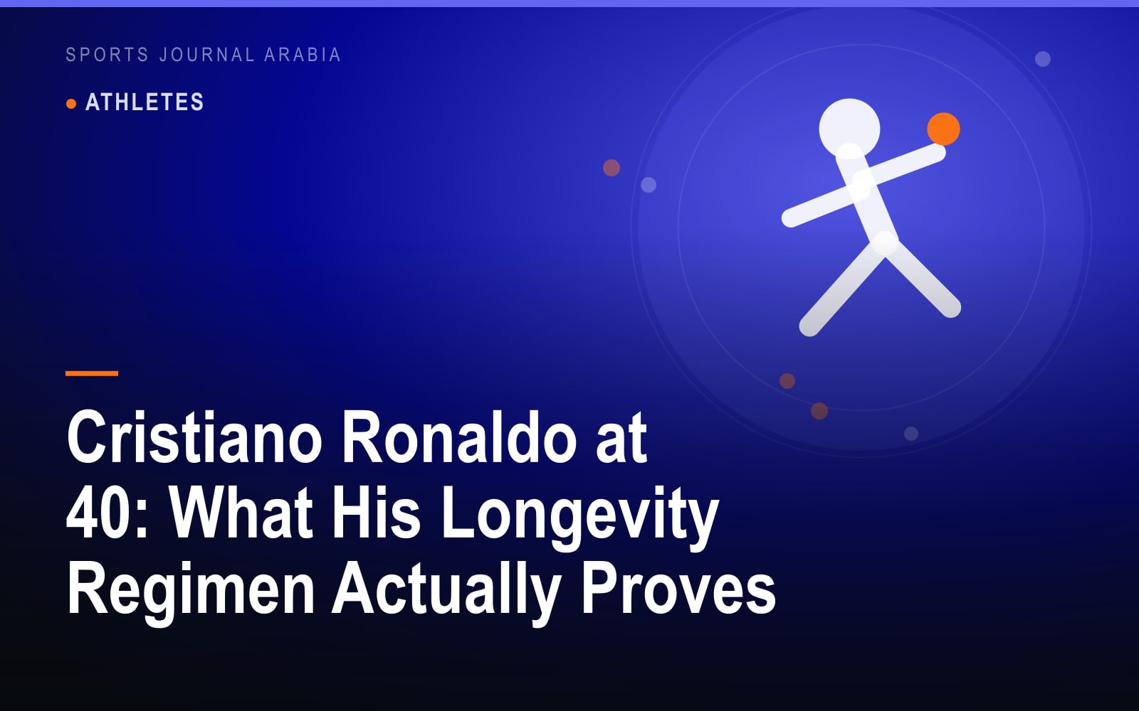 Conceptual illustration of a footballer in motion overlaid with sleep cycles and recovery data, in blue and gold.